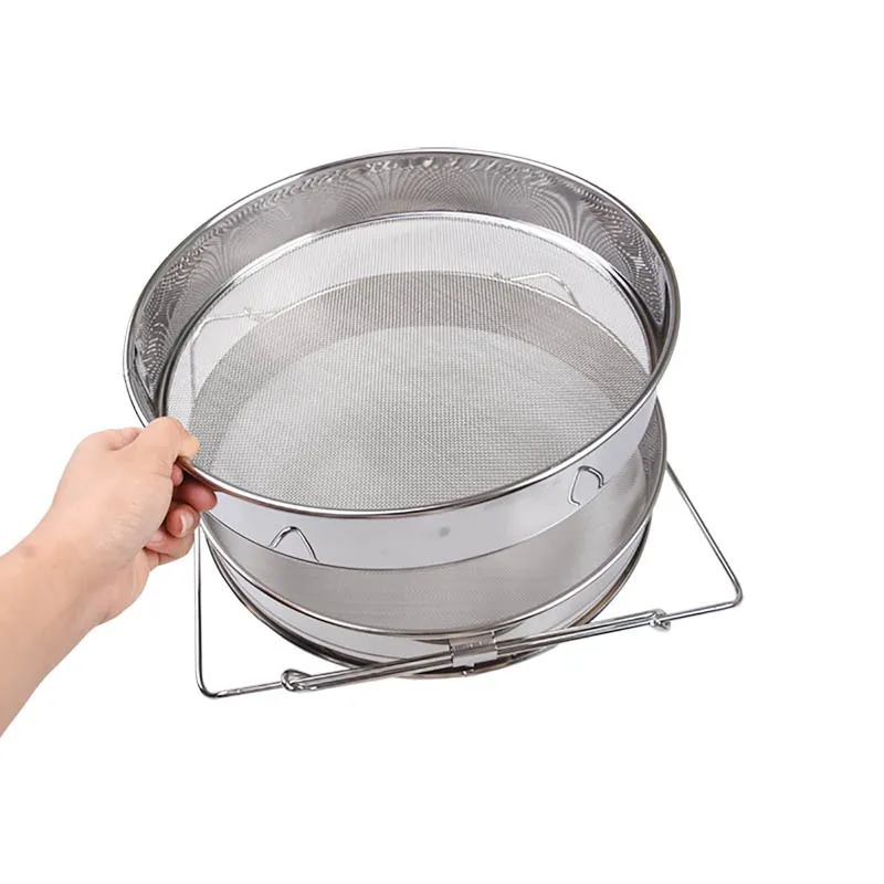 Cedazo doble de acero inoxidable de 32cm con brazos ajustables para colar miel