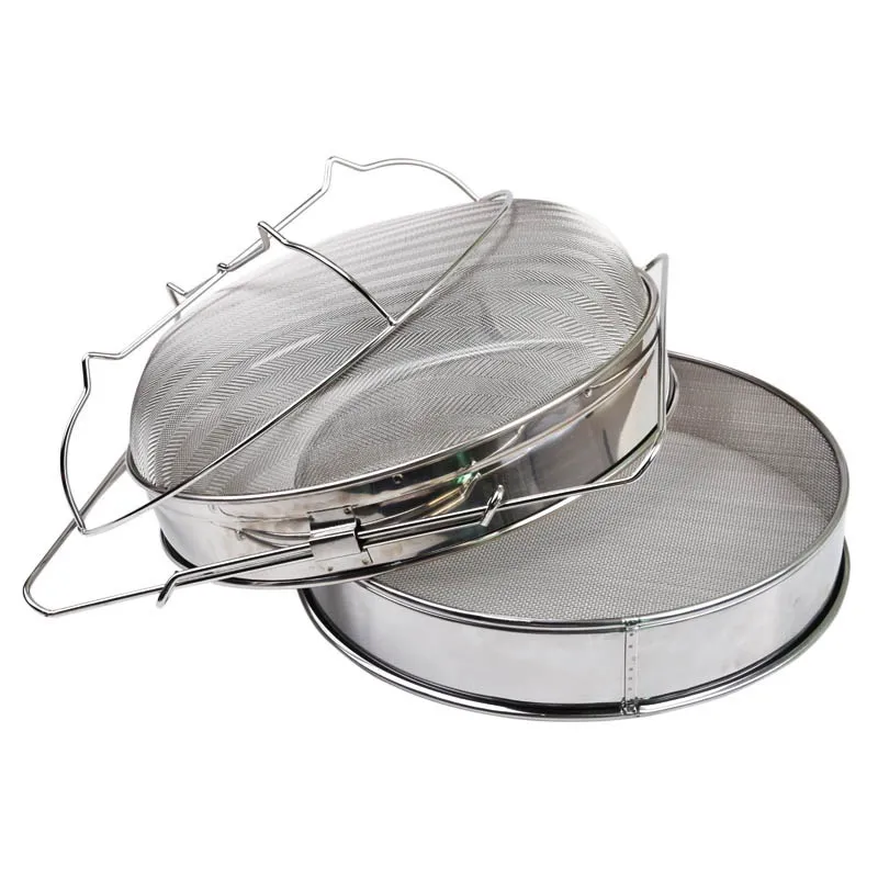 Cedazo doble de acero inoxidable de 32cm con brazos ajustables para colar miel
